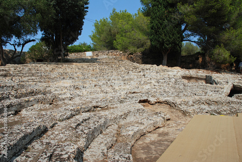 The ruins of a Roman theatre in the ancient City of Pollentia at Alcudia on the Spanish island of Majorca. photo