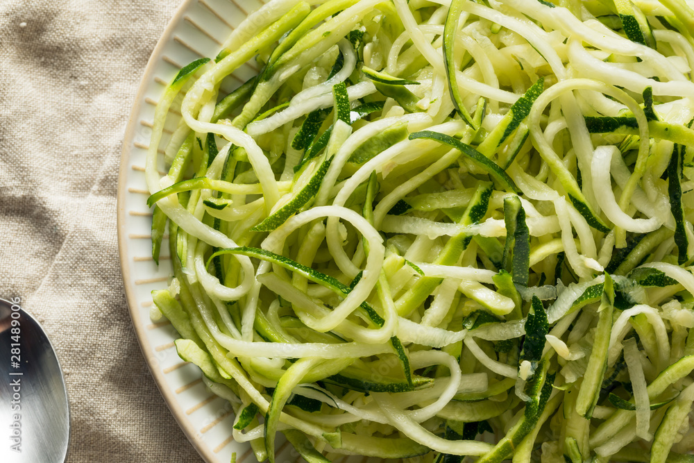 Raw Green Organic Zucchini Noodles Zoodles Raw Green Organic Zucchini Noodles Zoodles