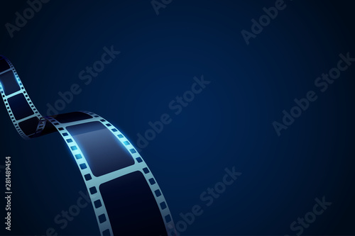 Film strip roll frame cinema background with place for text. Vector cinema festival poster, banner or flyer. Art design reel cinema filmstrip template. Movie time and entertainment concept