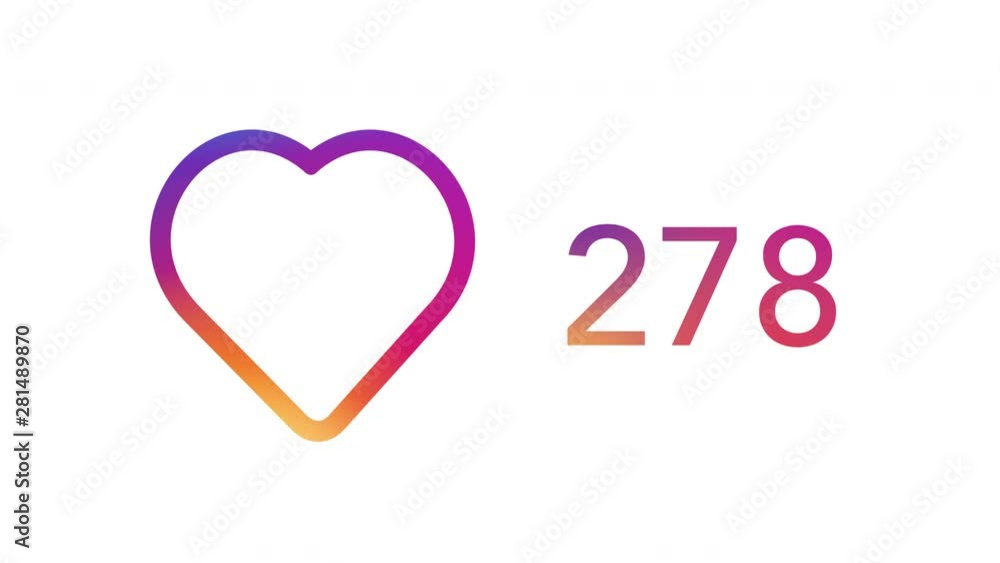 Social Media Concept Gradiant Colorful Heart With Counter Social Media Concept Gradiant Colorful Heart With Counter