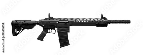 Photo Modern semi-automatic tactical shotgun isolate on white background