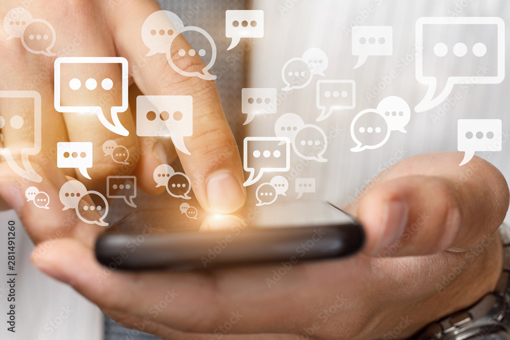 The concept of communication using a mobile . The concept of communication using a mobile .
