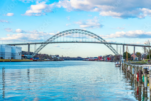 Schilderij op canvas View of Fredrikstad bridge in Norway