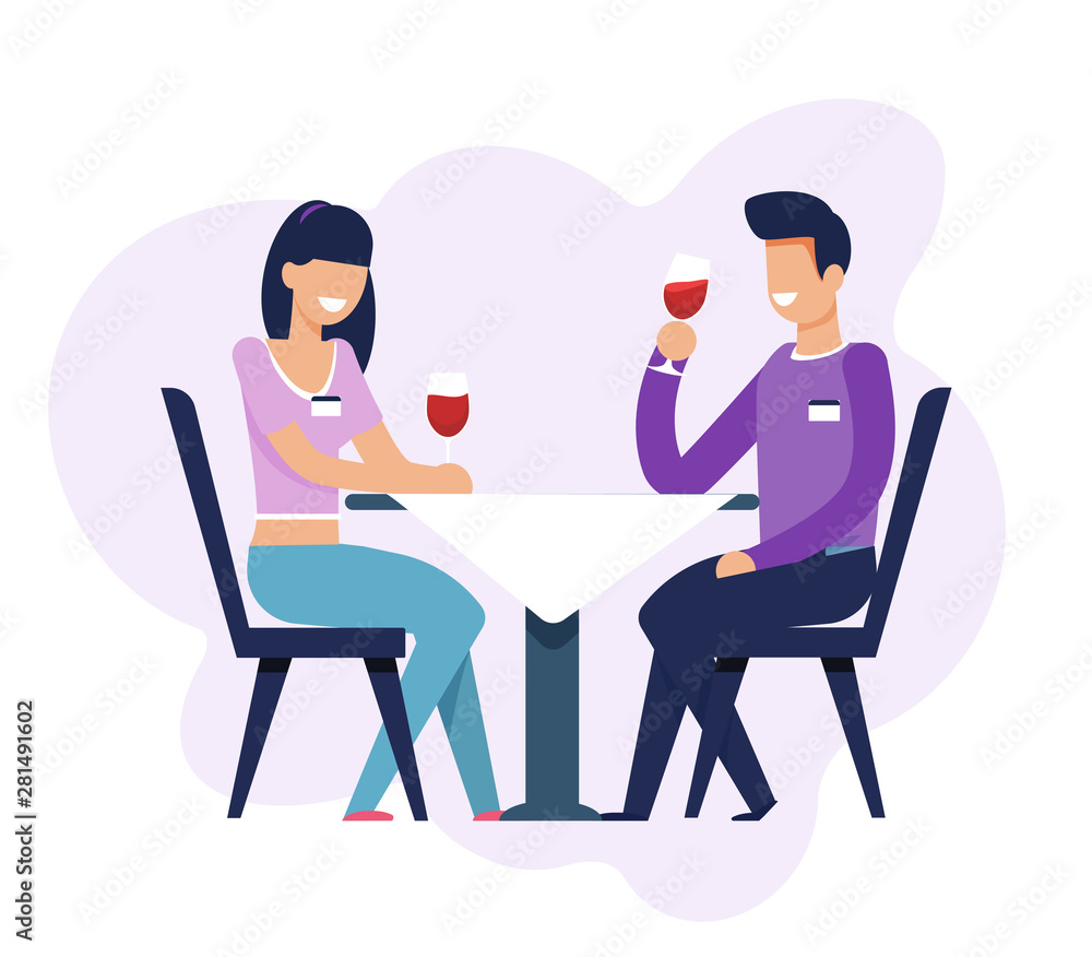 Man and Woman on Dating Sitting at Table Isolated Man and Woman on Dating Sitting at Table Isolated