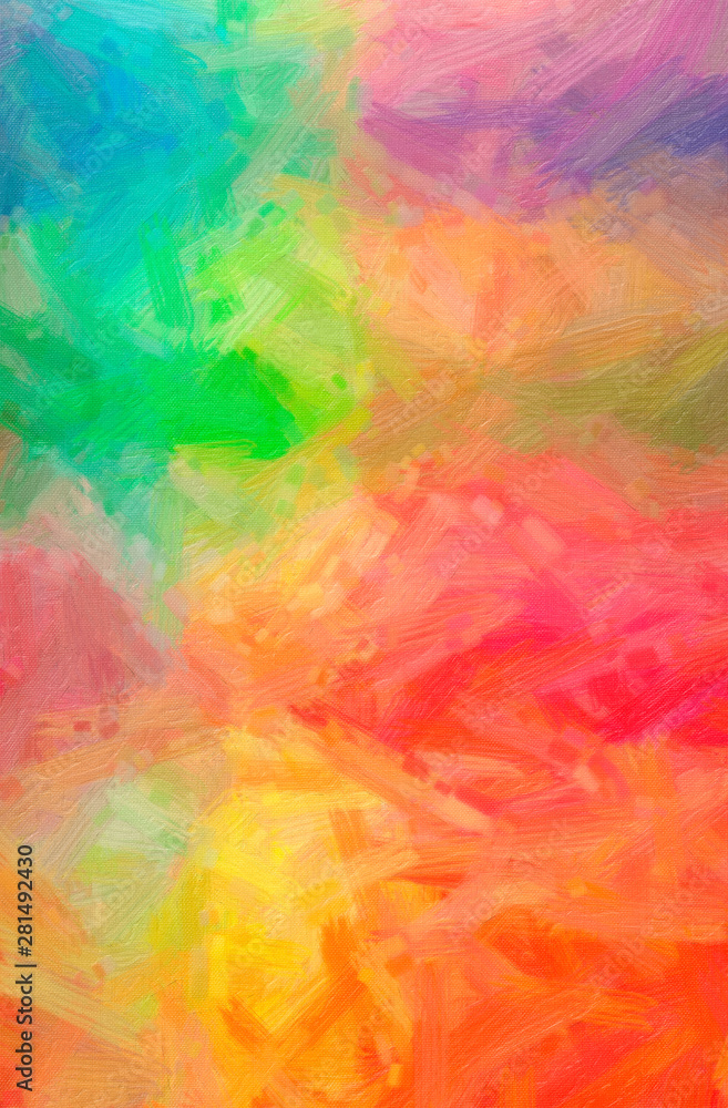 Abstract illustration of green, orange, pink, purple, red, yellow Bristle Brush Oil Paint background