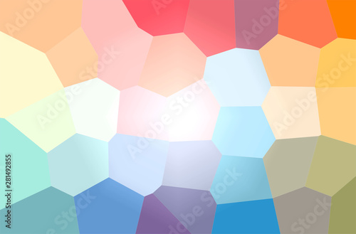 Abstract illustration of blue, orange, pink, red, yellow Giant Hexagon background