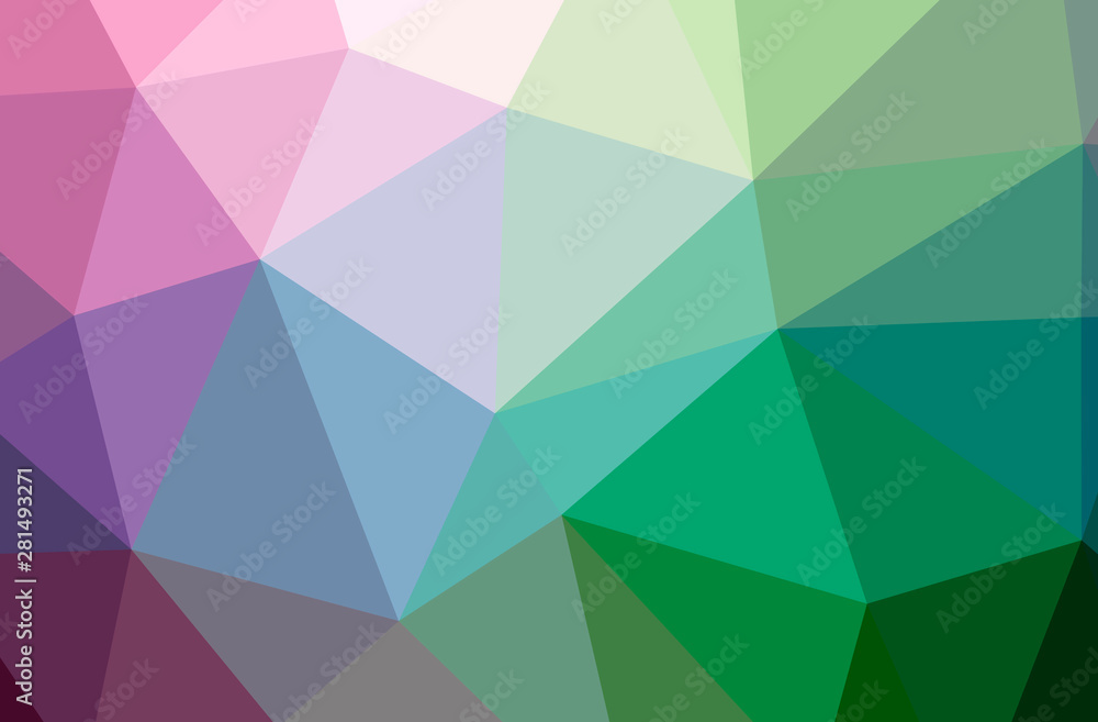 Fototapeta premium Illustration of abstract Green, Purple horizontal low poly background. Beautiful polygon design pattern.
