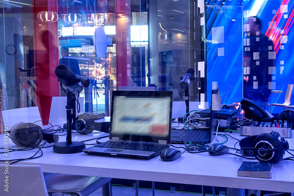 television equipment in a television broadcasting studio Stock Photo