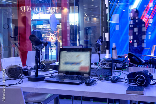television equipment in a television broadcasting studio