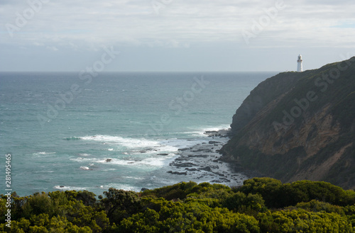 The Cape Otway Lighthouse in the distance at the Great Ocean Road in Australia