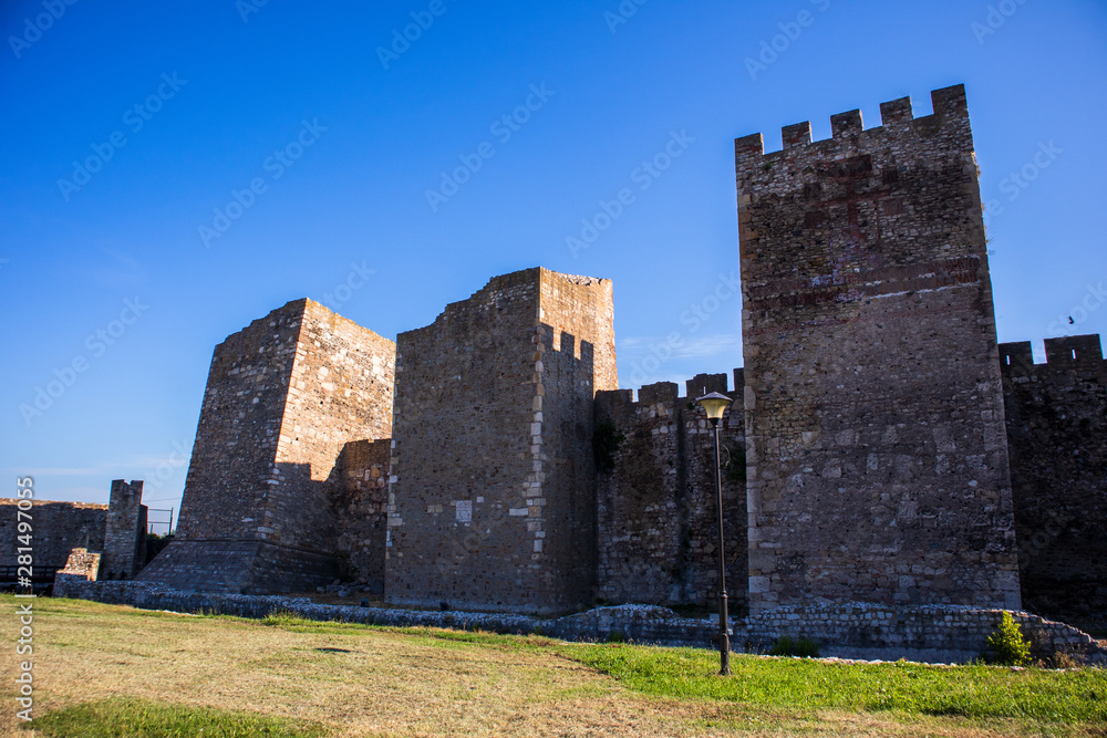 Medieval Smederevo fortress by the Danube river in the Smederevo town in Serbia