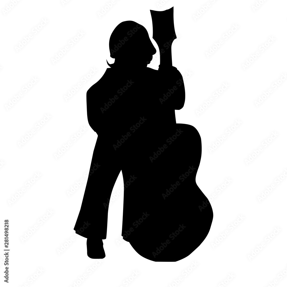 vector black silhouette of a kid playing guitar
