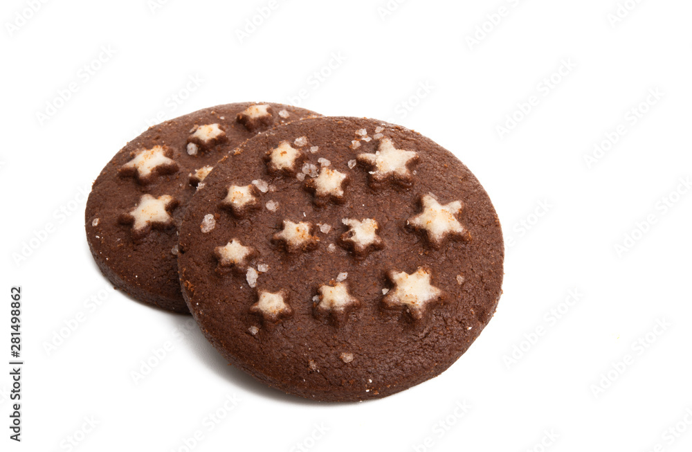 chocolate cookies with asterisks isolated chocolate cookies with asterisks isolated