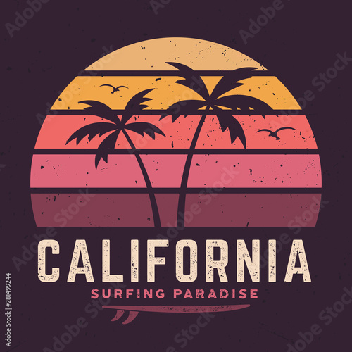 California Surfing Paradise - Tee Design For Printing