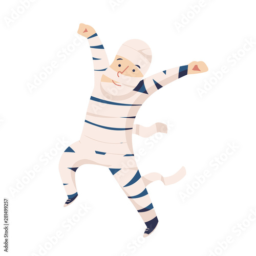 boy in halloween mummy costume