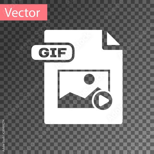 White GIF file document. Download gif button icon isolated on transparent background. GIF file symbol. Vector Illustration