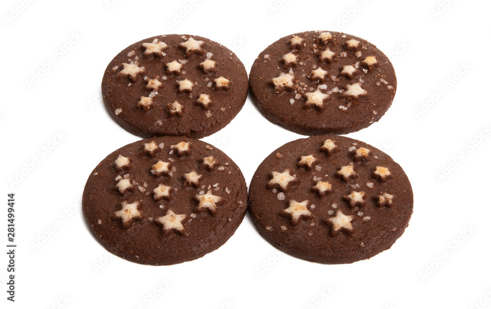 chocolate cookies with asterisks isolated chocolate cookies with asterisks isolated