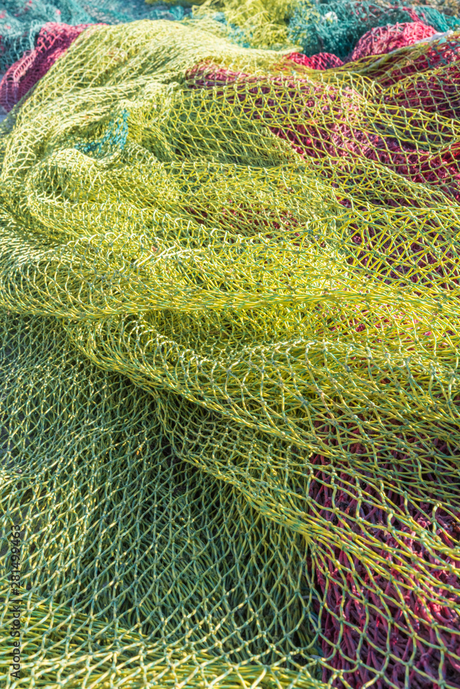 The fishing nets are drying at the harbor