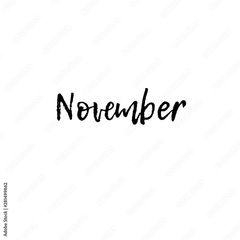 Word 'November' on a white background. Can be used for greeting cards, banner, poster etc. Word 'November' on a white background. Can be used for greeting cards, banner, poster etc.
