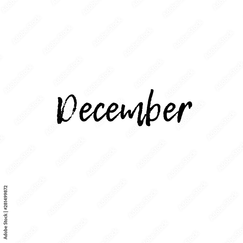 Word 'December' on a white background. Can be used for greeting cards, banner, poster etc.