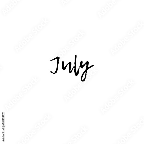 Word 'July' on a white background. Can be used for greeting cards, banner, poster etc. © Fauzan