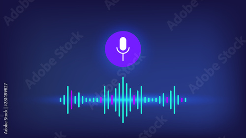 Clubhouse or audio chat backgorund. Club house, audio chat or voice recording sign., background. Club house background with mic and sound wave.