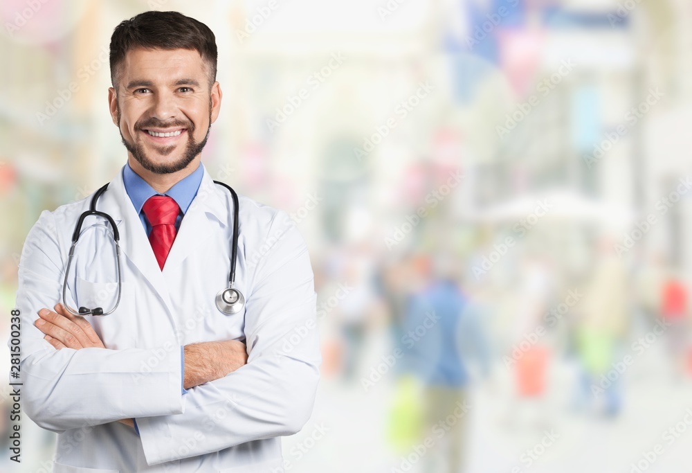 Handsome doctor portrait on background Handsome doctor portrait on background
