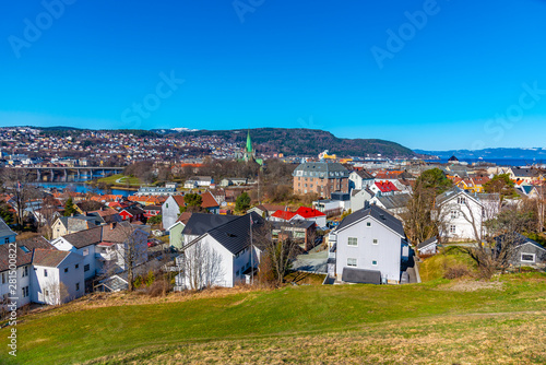 Aerial view of the historical center of Trondheim, Norway photo