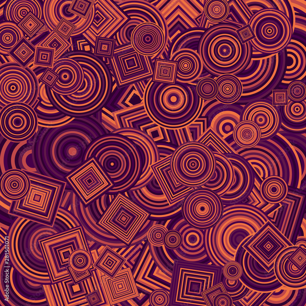Abstract Generative Art color distributed  circles and Sqares background illustration