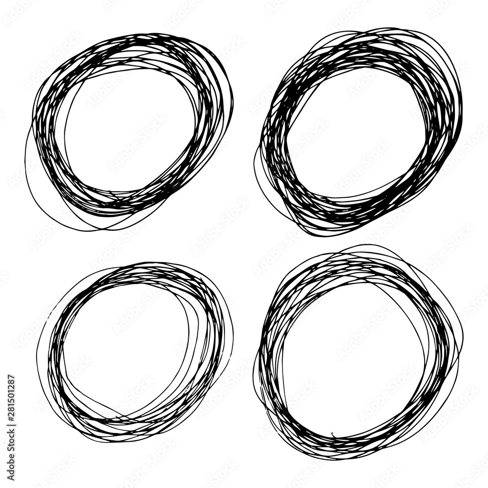 Set of four Sketch Hand drawn Ellipse Shapes Set of four Sketch Hand drawn Ellipse Shapes