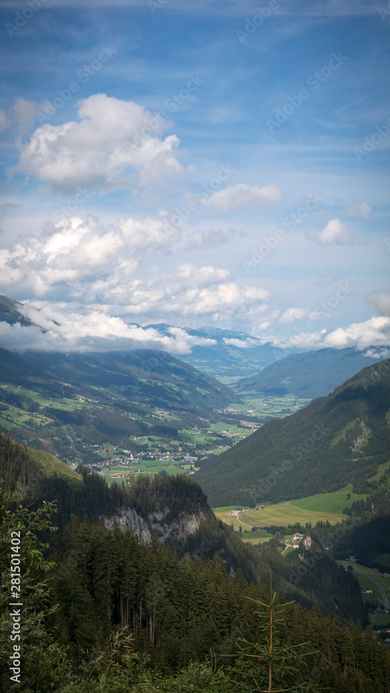 View on valley in the Austrian Alps