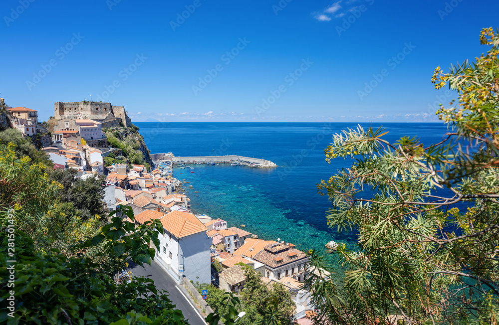 Obraz premium Scilla a town in Calabria, Italy, part of the Metropolitan City of Reggio Calabria. It is the traditional site of the sea monster Scylla of Greek mythology