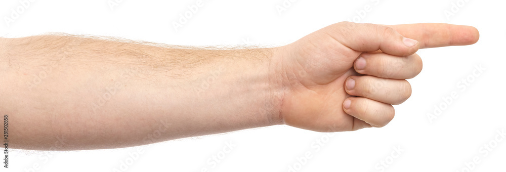 extended forefinger. isolate on white background extended forefinger. isolate on white background