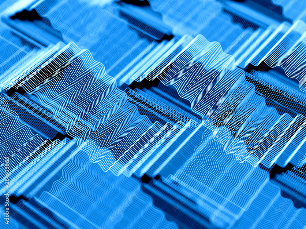 Fototapeta premium Concept of blue high frequency waves