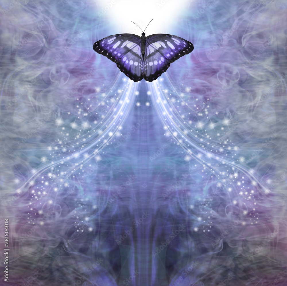 Blue Butterfly Passing into the Light metaphor for death, a blue