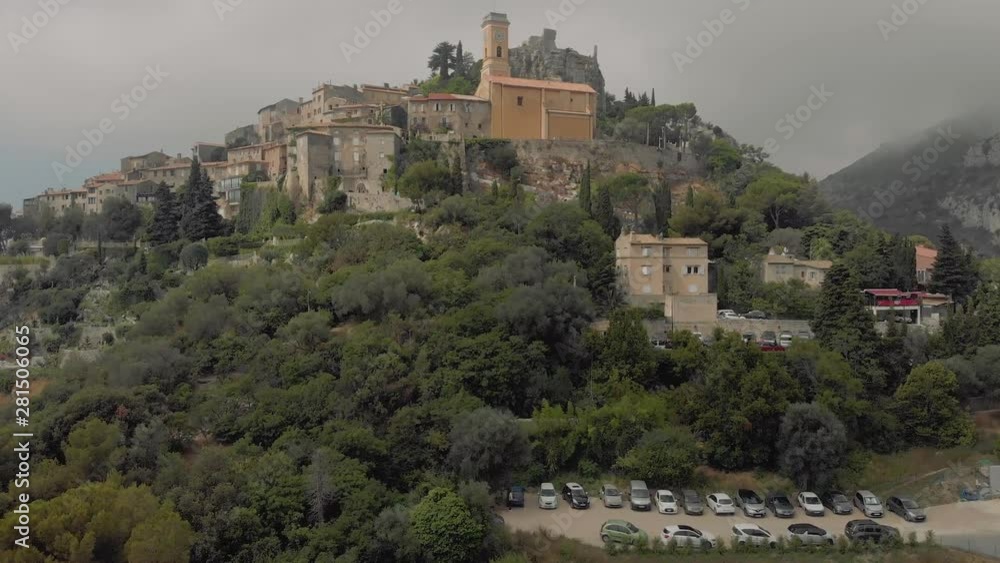Eze castle in France near Monaco drode flight 4K Eze castle in France near Monaco drode flight 4K