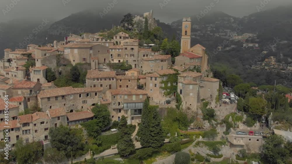 Eze castle in France near Monaco drode flight 4K Eze castle in France near Monaco drode flight 4K