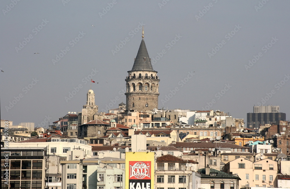 view of the Galatea tower in Istanbul 