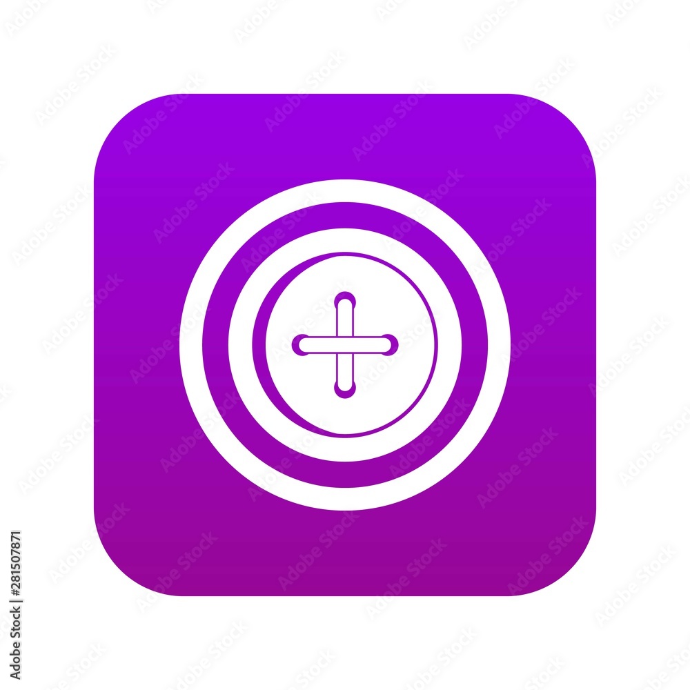 Sewing button with a thread icon digital purple for any design isolated on white vector illustration Sewing button with a thread icon digital purple for any design isolated on white vector illustration