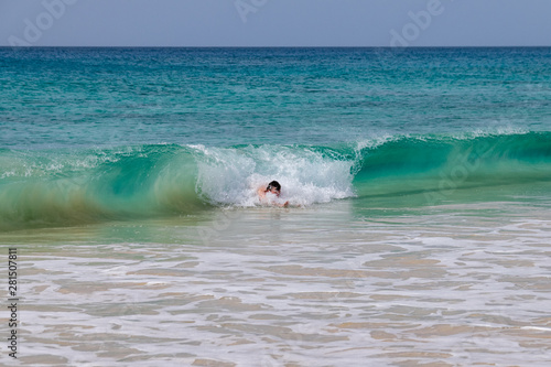Body surfing at Santa Monica beach, Boa Vista, Cape Verde