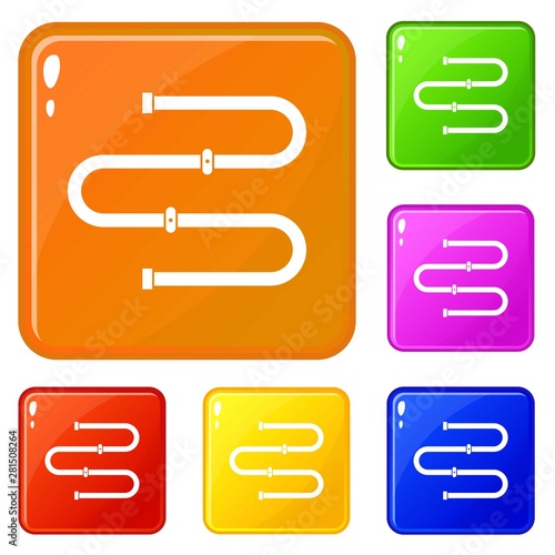 Heated towel rail icons set collection vector 6 color isolated on white background