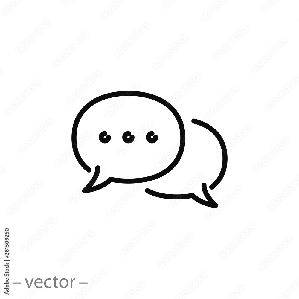 bubble speech icon, balloon talk cloud, thin line symbol for web and mobile phone on white background - editable stroke vector illustration eps 10 bubble speech icon, balloon talk cloud, thin line symbol for web and mobile phone on white background - editable stroke vector illustration eps 10