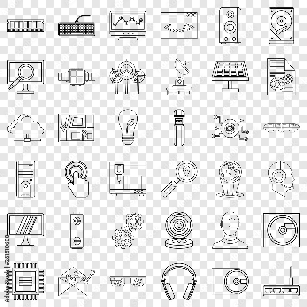 Cloud store icons set. Outline style of 36 cloud store vector icons for web for any design Cloud store icons set. Outline style of 36 cloud store vector icons for web for any design