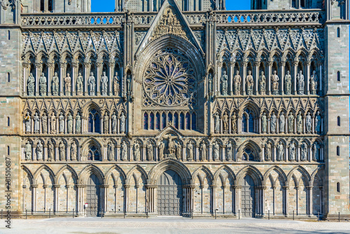 View of the main facade of Nidaros cathedral in trondheim, Norway photo