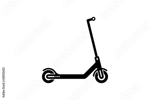 Vector black electric kick scooter icon modern flat design on white background