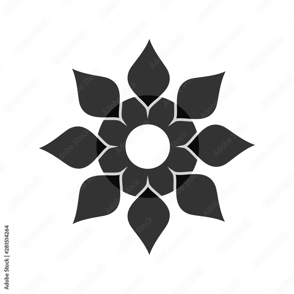Light black abstract geometric flower logo template. Business abstract icon isolated on white. Use for logo, sign, symbol, web, label, icon. Vector illustration Light black abstract geometric flower logo template. Business abstract icon isolated on white. Use for logo, sign, symbol, web, label, icon. Vector illustration