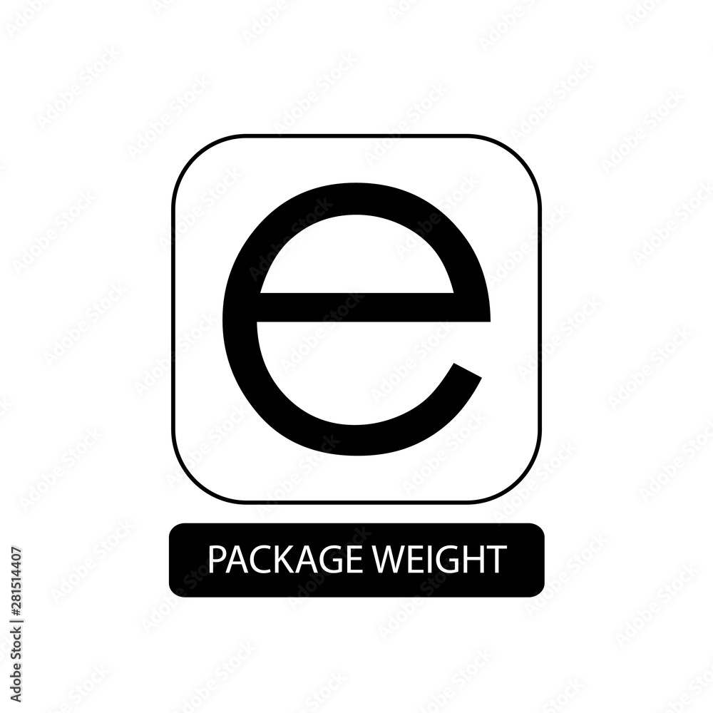 Package weight sign. Flat packaging symbol. Mail box icon isolated on white. Vector illustration Package weight sign. Flat packaging symbol. Mail box icon isolated on white. Vector illustration