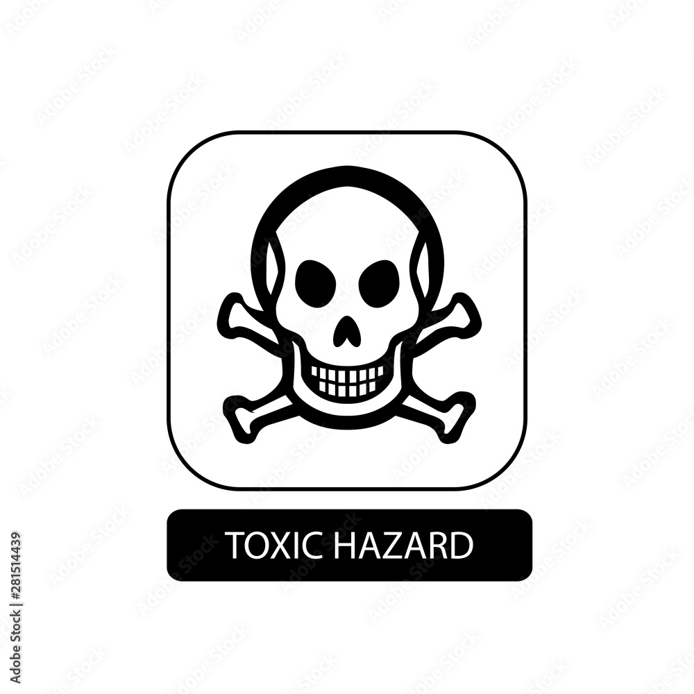 Toxic hazard sign. Flat packaging symbol. Mail box icon isolated on white. Vector illustration