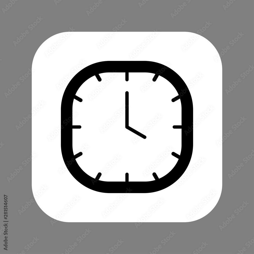 Clock line icon isolated on grey background. Black and white simple watches. Time concept. Vector illustration Clock line icon isolated on grey background. Black and white simple watches. Time concept. Vector illustration