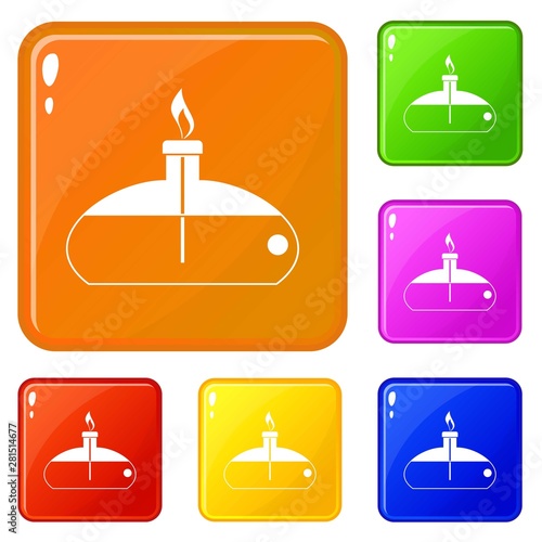 Spiritlamp icons set collection vector 6 color isolated on white background